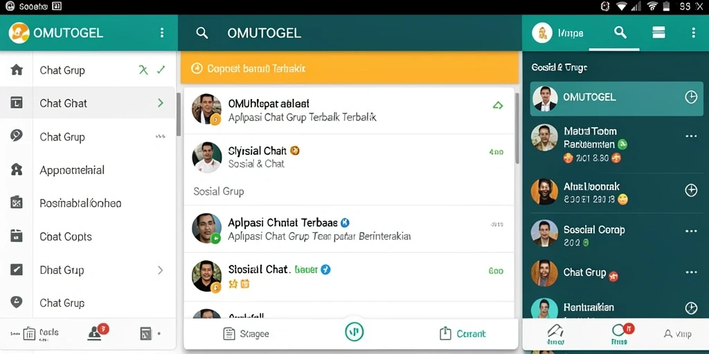 Antarmuka OMUTOGEL menampilkan fitur Chat Grup yang menarik dan fungsional.