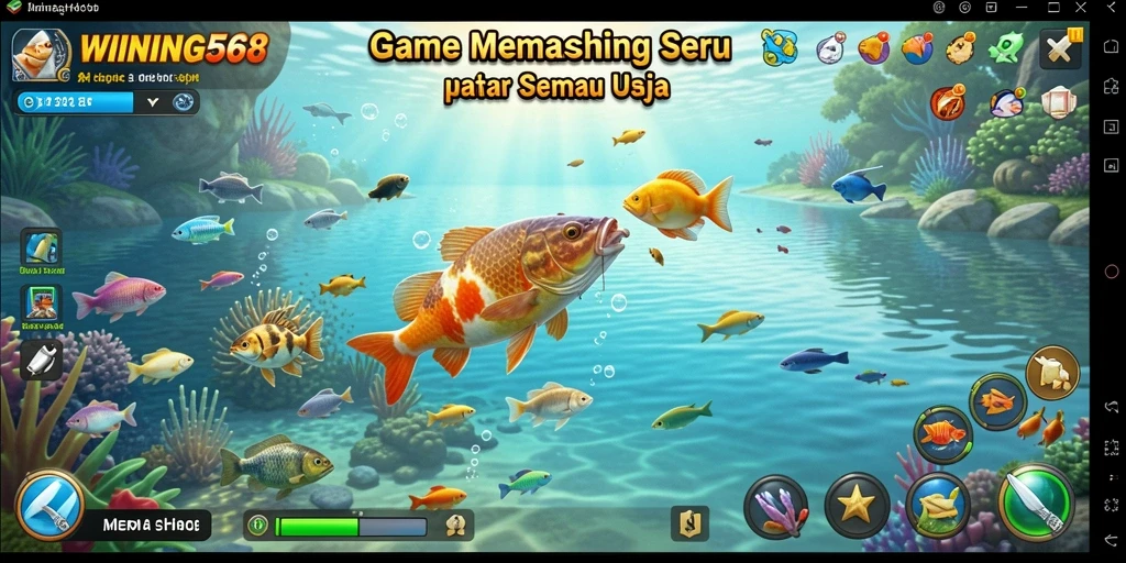 Tampilan antarmuka WINNING568 yang intuitif saat memancing.