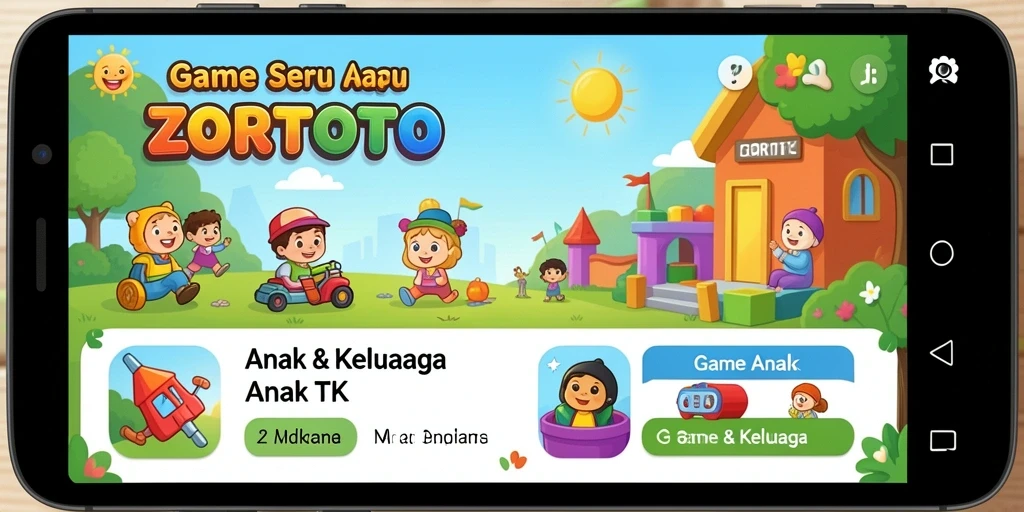 Tampilan antarmuka ZORTOTO yang cerah dan interaktif untuk anak TK.