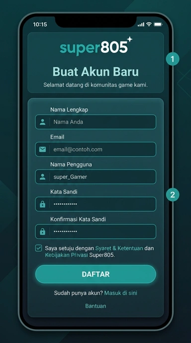 Tampilan halaman daftar super805