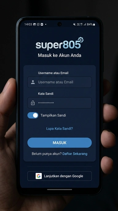 Tampilan halaman login super805